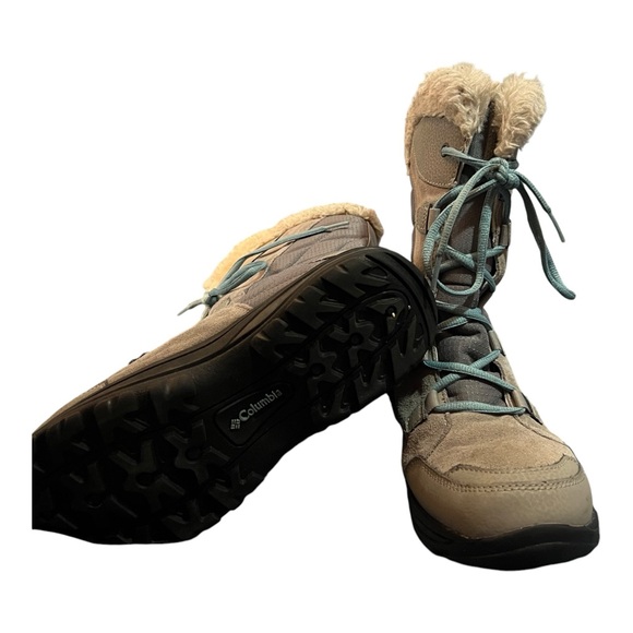 Columbia Women’s Winter Boots Size 9.5 Faux Fur Grey & Blue - Picture 5 of 10